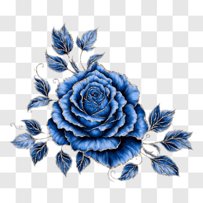 Download Beautiful Blue Rose Decorative Artwork PNG Online - Creative ...