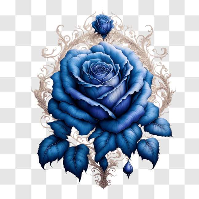 Download Beautiful Blue Rose in Ornate Frame - Perfect for Gifting PNG ...