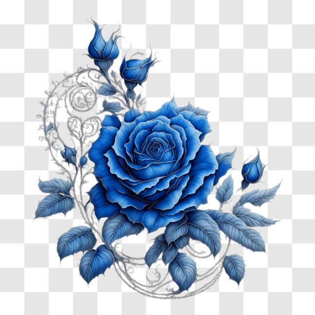 Download Elegant Blue Rose Artwork for Home and Office Decor PNG Online ...