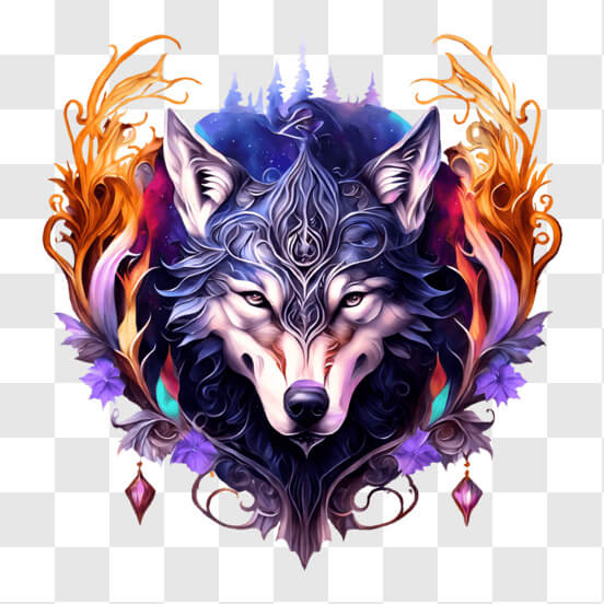 Download Colorful Abstract Wolf Head PNGs Online - Creative Fabrica