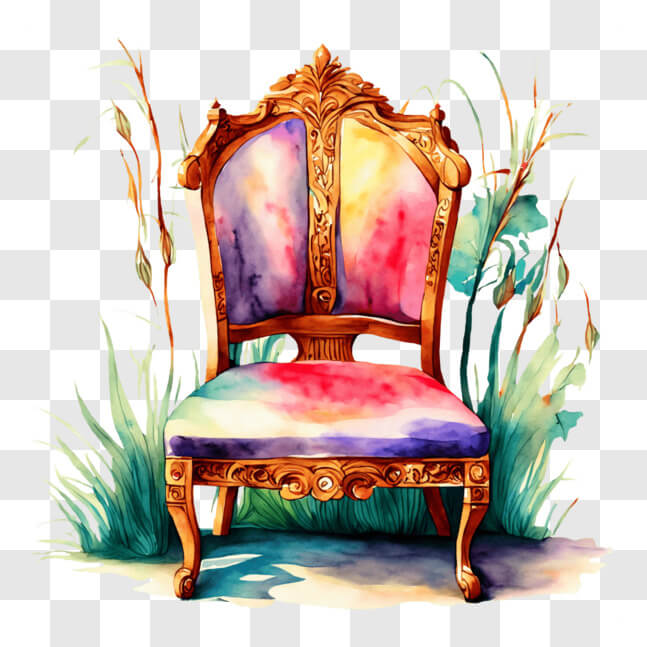 Download Vibrant Watercolor Painting of a Colorful Chair in Tall ...