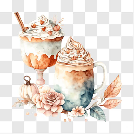 Download Delicious Coffee with Whipped Cream and Pumpkin PNG Online ...