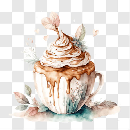 Download Delicious Coffee with Whipped Cream and Pumpkin PNG Online ...