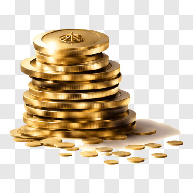 Download Stack of Gold Coins with Scattered Smaller Coins PNGs Online ...