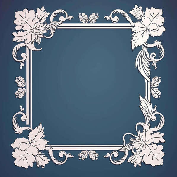 Download Ornate Frame with Flowers and Leaves on Dark Blue Background ...