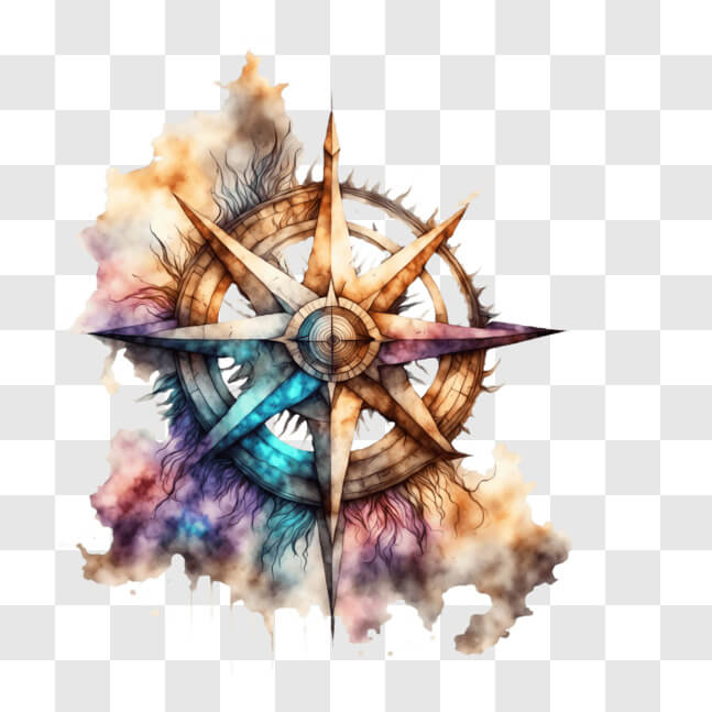 Download Colorful Abstract Compass Painting PNGs Online - Creative Fabrica