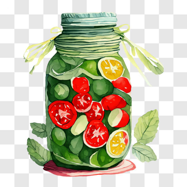 Download Colorful Fresh Produce in Mason Jar PNG Online - Creative Fabrica