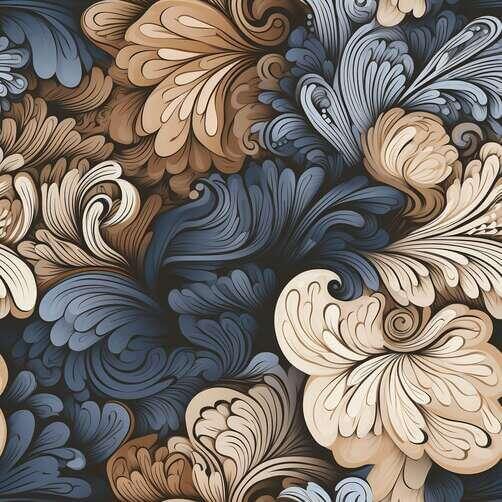 Abstract Floral Pattern in Blue, Brown, and Beige Tones Abstract Floral Pattern in Blue, Brown, and Beige Tones thumbnail