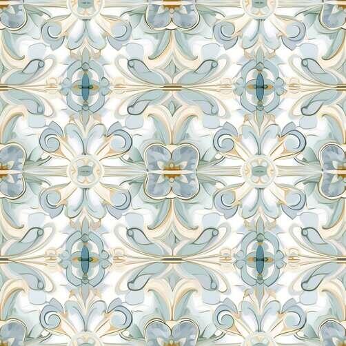 Ornate Blue and White Tiled Pattern with Floral Design Ornate Blue and White Tiled Pattern with Floral Design thumbnail
