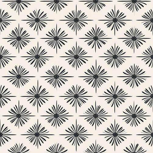 Seamless Black and White Starburst Pattern on Beige Background Seamless Black and White Starburst Pattern on Beige Background thumbnail
