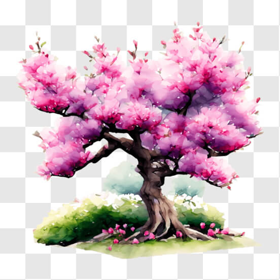 Download Beautiful Pink Cherry Blossom Tree in Full Bloom PNG Online ...