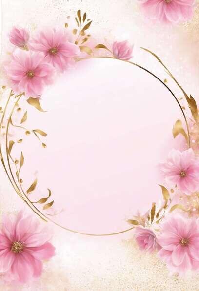 Download Round Frame with Pink Flowers and Gold Accents Backgrounds ...