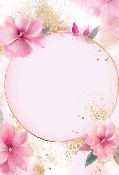Download Pink Background with Gold Frame and Flowers Backgrounds Online ...