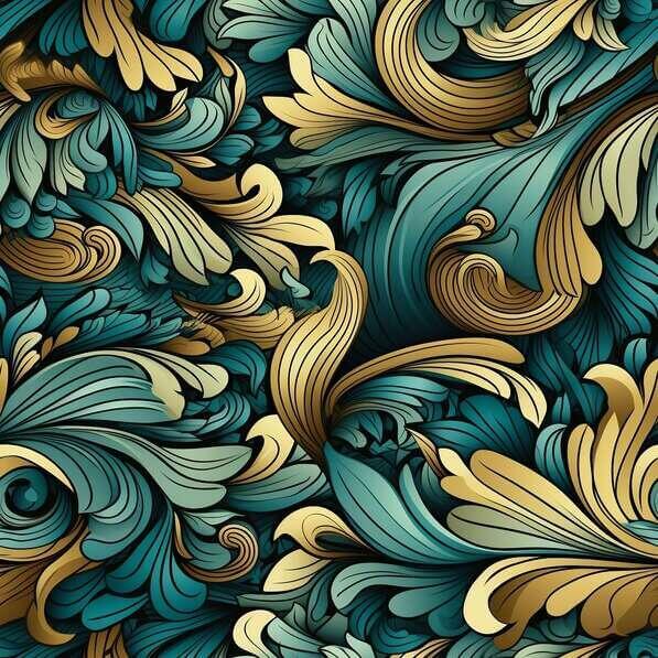 Download Blue and Gold Floral Pattern with Swirls Background Patterns ...