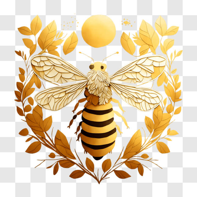 Transparent Bee Frame Download Gold Bee Ornamental Frame with Leaves and Flowers PNGs Online ...