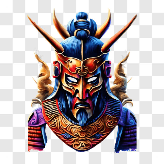 Download Colorful Asian Warrior Artwork for Wall Decor PNG Online ...