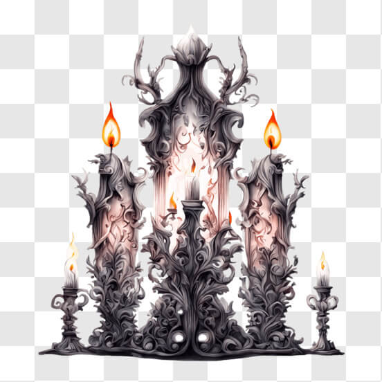 Old gothic candle holder, cartoon flat vector illustration isolated on  white background. Halloween decoration element. Vintage candlestick with  burning candles. 21856417 Vector Art at Vecteezy