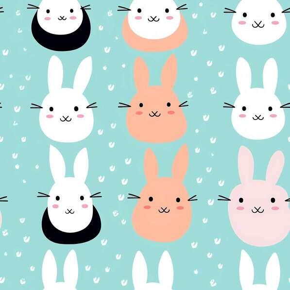 Rabbit Face Pattern Examples Download Cute Bunny Faces Seamless Pattern in Pastel Colors Patterns ...