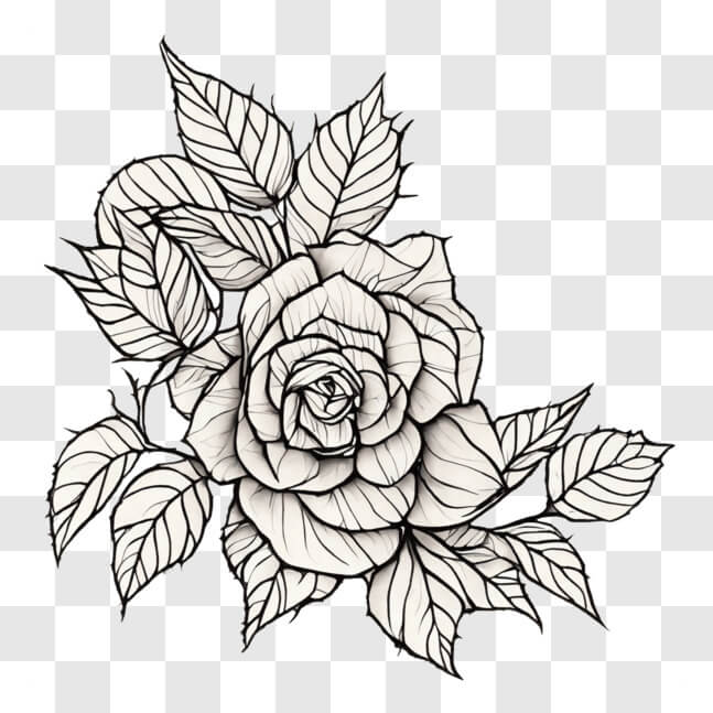 Download Black and White Rose Tattoo Design PNG Online - Creative Fabrica