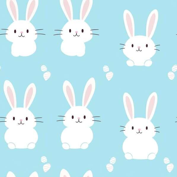 Download Seamless Easter Rabbit and Egg Pattern in Blue Background ...