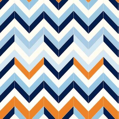 Chevron Pattern in Blue, Orange, and Yellow in Living Room Chevron Pattern in Blue, Orange, and Yellow in Living Room thumbnail