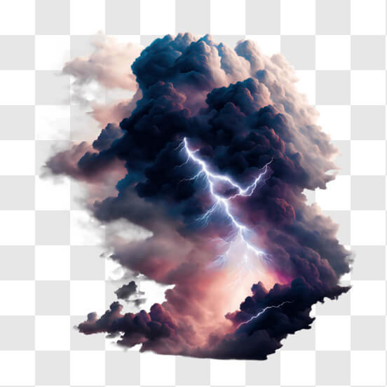 Realistic blue lightning with grey cloud Vector Image