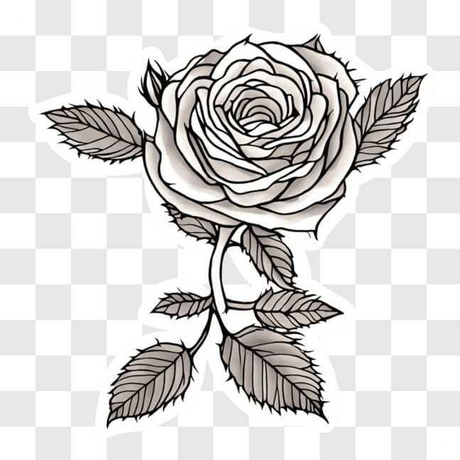 Download Unique Black and White Rose Tattoo Design PNG Online ...