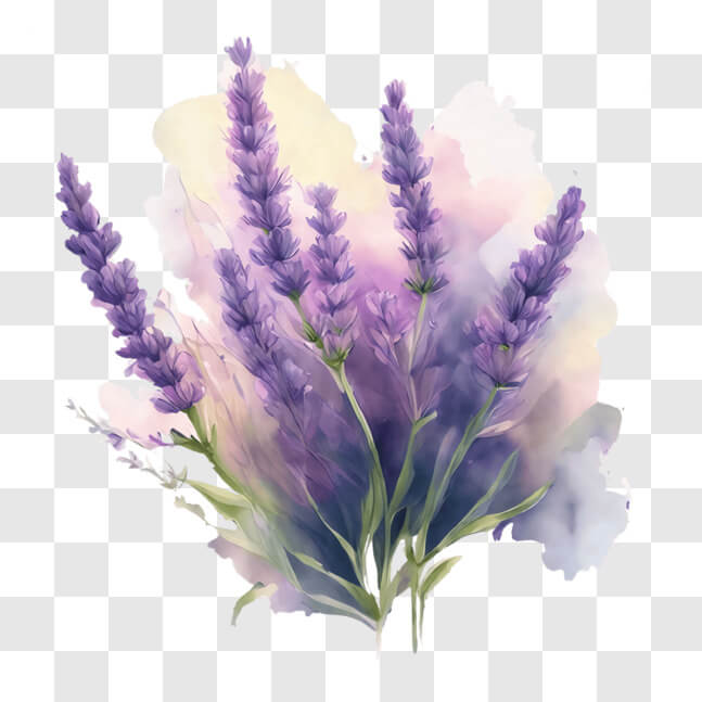 Download Watercolor Lavender Flowers PNG Online - Creative Fabrica