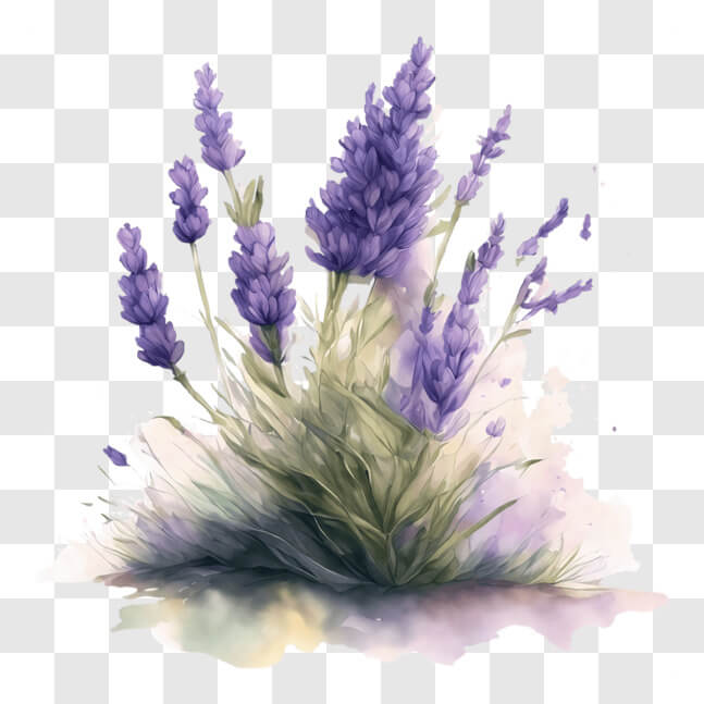 Download Lavender Flowers Watercolor Painting PNG Online - Creative Fabrica