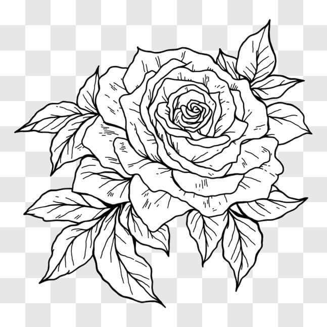 Download Black and White Rose Drawing for Tattoo Design PNG Online ...