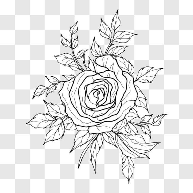 Download Elegant Rose Line Art Illustration PNG Online - Creative Fabrica