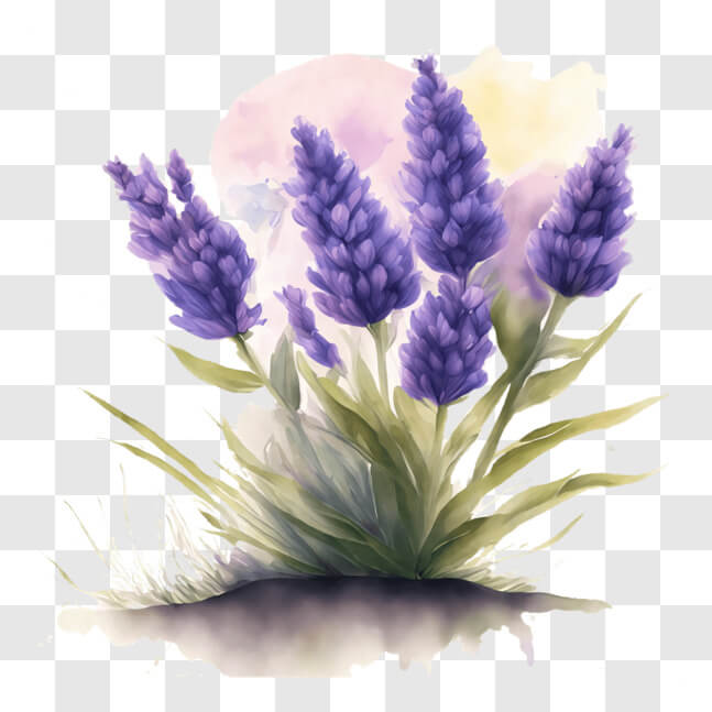 Download Tranquil Watercolor Painting of Purple Lavender Flowers with ...