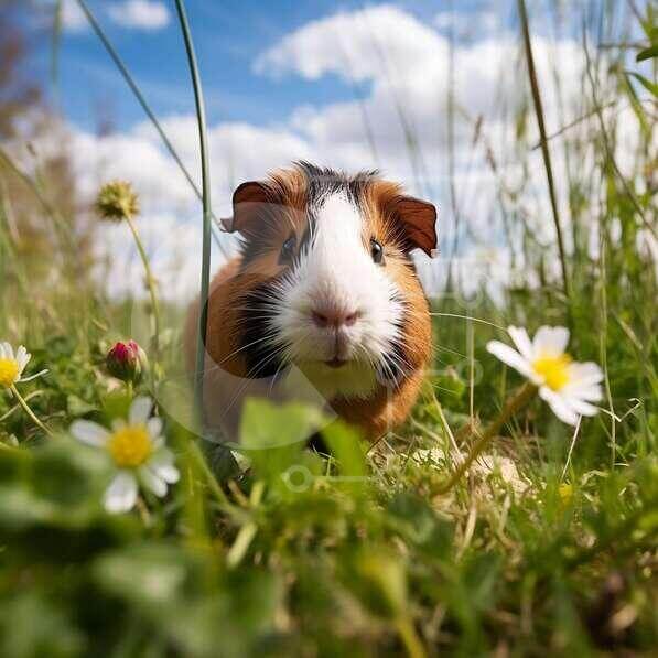 View of Curious Guinea Pig in Natural Habitat stock photo | Creative Fabrica