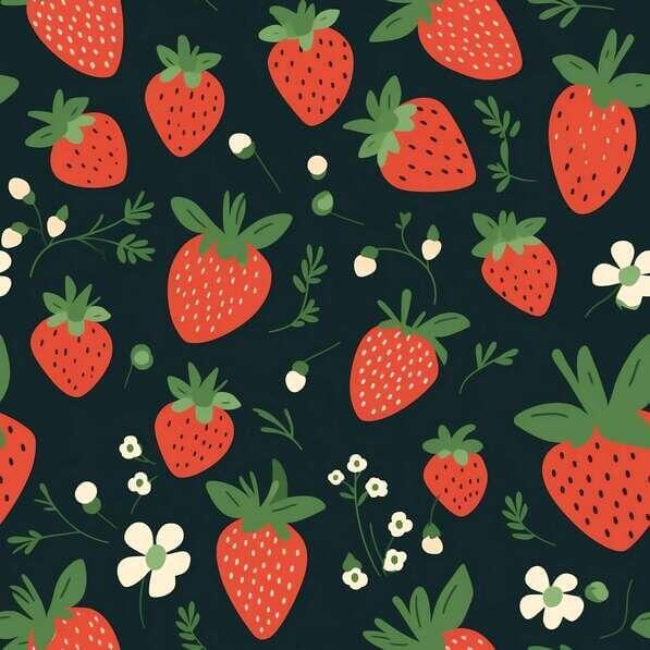 Download Seamless Strawberry and Flower Pattern Patterns Online ...