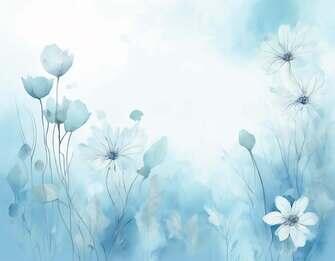 Aquarellgemälde von weißen und blauen Blumen auf der Wiese Hintergründe thumbnail
