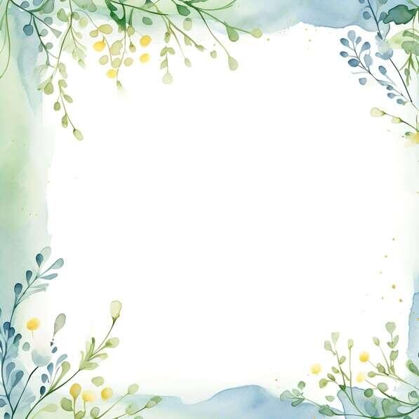 Download Elegant Watercolor Floral Frame with Green, Yellow and Blue ...