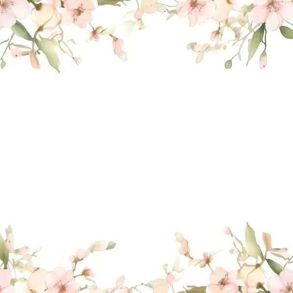 Download Watercolor Floral Frame with Pink Flowers and Green Leaves ...