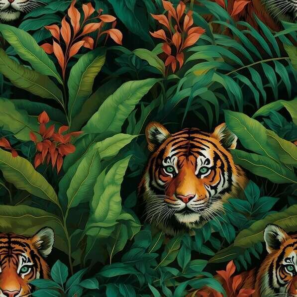 Download Seamless Tiger Jungle Pattern for Wall Art and Wallpaper ...