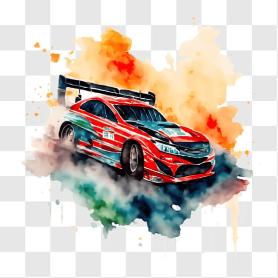 Download Speed and Power: Race Car in Colorful Paint Splashes PNG ...