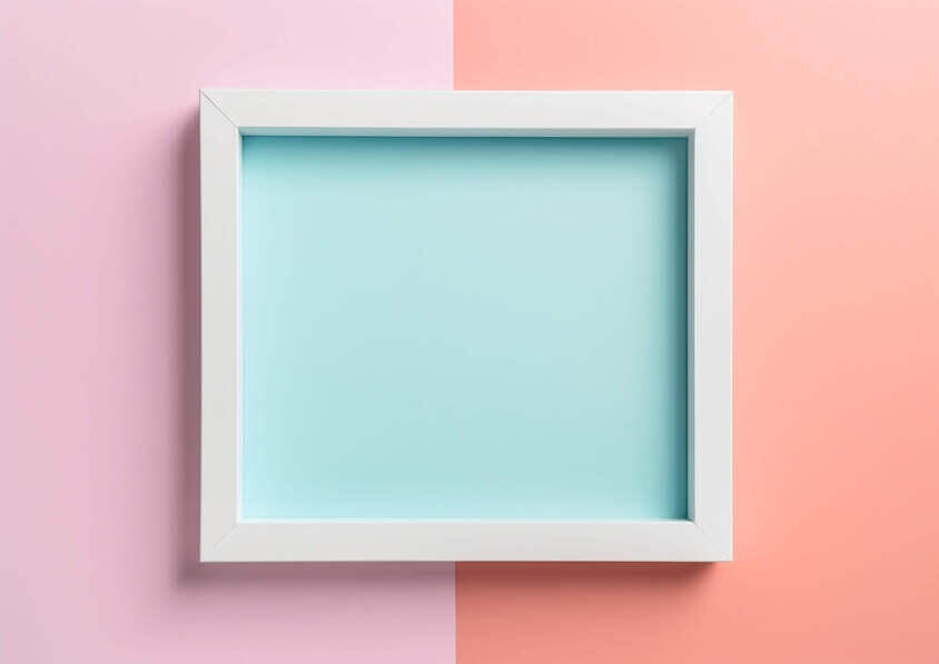 Marco Thumbnail Descarga Marco blanco en fondo de color rosa y melocotón Mockups En ...