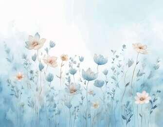 Weißes und blaues Blumen-Aquarellgemälde Hintergründe thumbnail