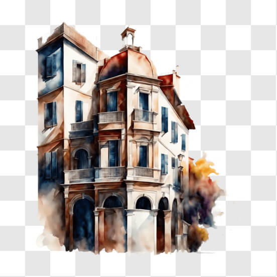 Old Building in Florence, Italy - Watercolor Painting