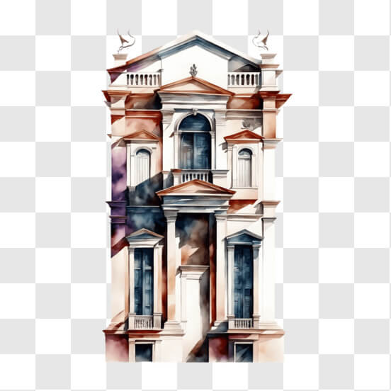Watercolor Painting of a Historic Building