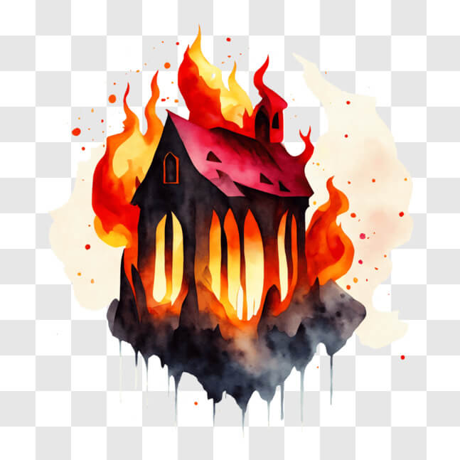 Download Burning House Illustration with Religious Ties PNG Online ...