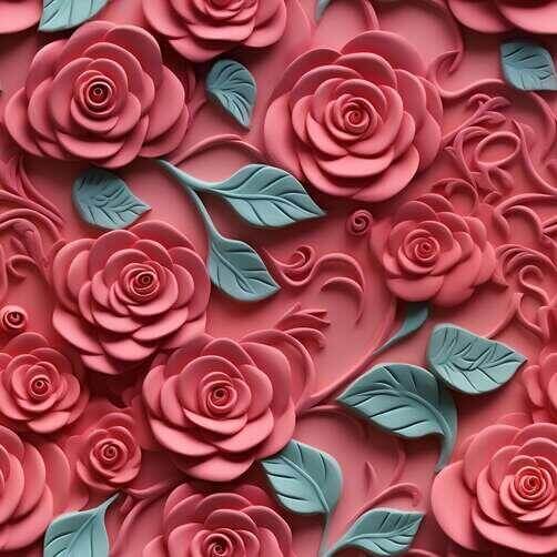 3D Rose Wall with Pink Flowers and Green Leaves 3D Rose Wall with Pink Flowers and Green Leaves thumbnail