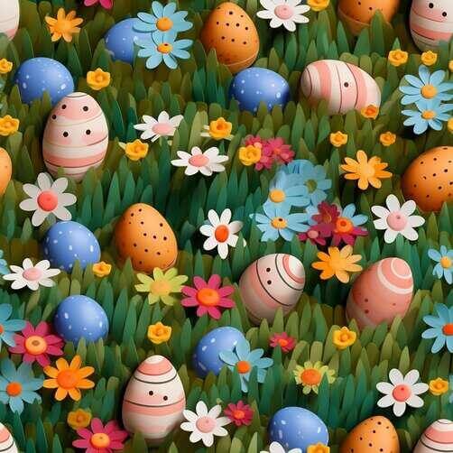 Download Colorful Easter Eggs, Flowers, and Leaves Pattern Patterns ...