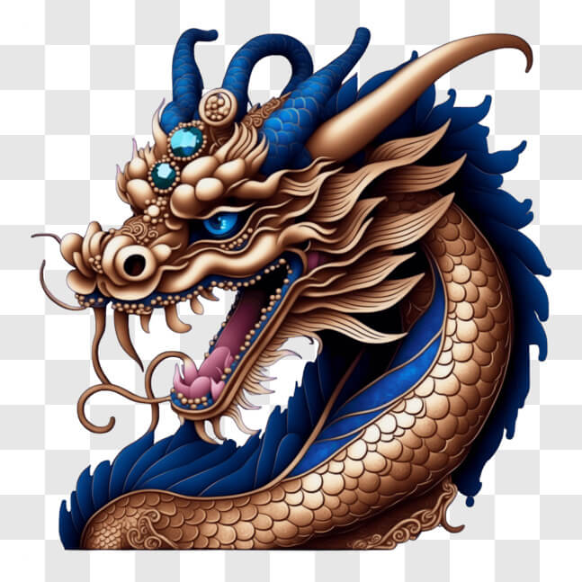Download Blue and Gold Dragon Head with Blue Eyes PNGs Online ...