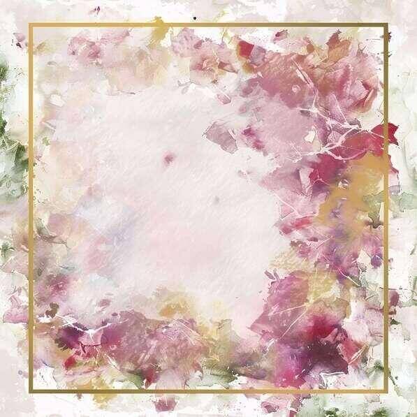 Download Watercolor background with gold frame and pink flowers ...