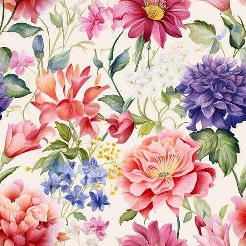 Seamless Floral Pattern with Pink, Purple, and Blue Flowers Seamless Floral Pattern with Pink, Purple, and Blue Flowers thumbnail