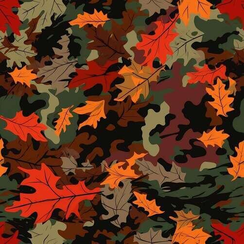 Camouflage Pattern with Red, Orange, and Yellow Leaves Camouflage Pattern with Red, Orange, and Yellow Leaves thumbnail